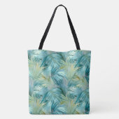 Tropical Blue Palm Leaf Wasserfarbe Gemustert Tasche (Rückseite)