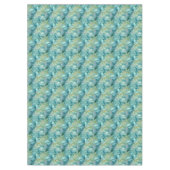 Tropical Blue Palm Leaf Wasserfarbe Gemustert Tischdecke (Vorderseite)