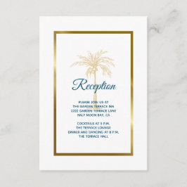Tropical Blue Palm Tree Hochzeitsempfang Begleitkarte