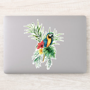 Tropical Blue Parrot Laptop Sticker