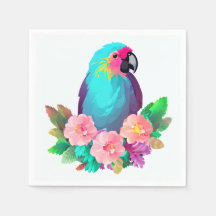 Tropical Blue Parrot mit tropischen Blume
