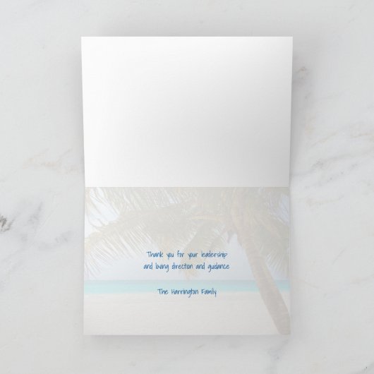 Tropical Blue Pastor Apprecife Leader Scripture Dankeskarte (Innenseite)