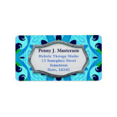Tropical Blue Pattern Address Label Adressaufkleber (Vorne)