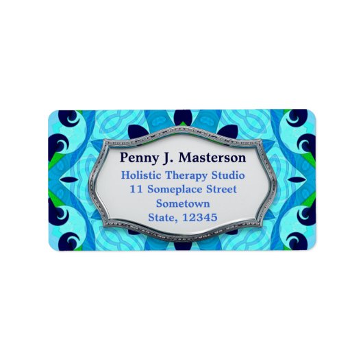 Tropical Blue Pattern Address Label Adressaufkleber (Vorne)
