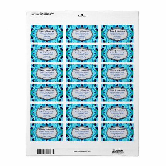 Tropical Blue Pattern Address Label Adressaufkleber (Vorne)