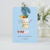 Tropical Blue Pina Colada Cocktail Party Dankeskarte (Stehend Vorderseite)