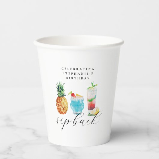 Tropical Blue Pineapa Cocktails Geburtstagsparty Pappbecher (Vorderseite)