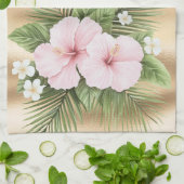 Tropical Blue Pink Hibiskus Floral Geschirrtuch (Gefaltet)