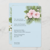 Tropical Blue Pink Hibiskus Floral Wedding Einladung (Vorne/Hinten)