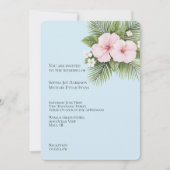 Tropical Blue Pink Hibiskus Floral Wedding Einladung (Vorderseite)