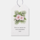Tropical Blue Pink Hibiskus Floral Wedding Geschenkanhänger (Vorderseite)