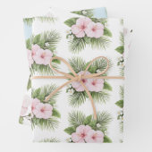 Tropical Blue Pink Hibiskus Floral Wedding Geschenkpapier Set (Beispiel)