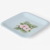 Tropical Blue Pink Hibiskus Floral Wedding Pappteller (Gewinkelt)