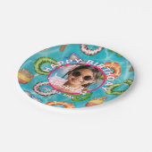 Tropical Blue Pool Party Birthday Paper Plates Pappteller (Schrägansicht)