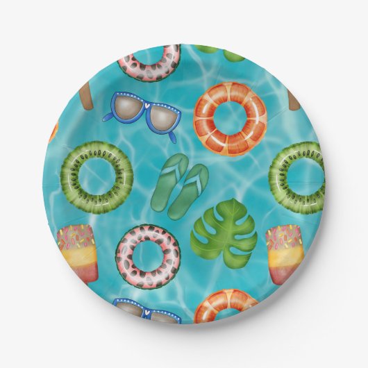 Tropical Blue Pool Party Geburtstag Pappteller (Vorderseite)