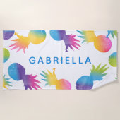 Tropical Blue Rainbow Pineape Personalisiert Strandtuch (Vorderseite)