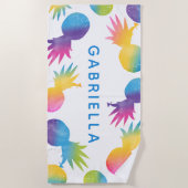 Tropical Blue Rainbow Pineape Personalisiert Strandtuch (Vorderseite)
