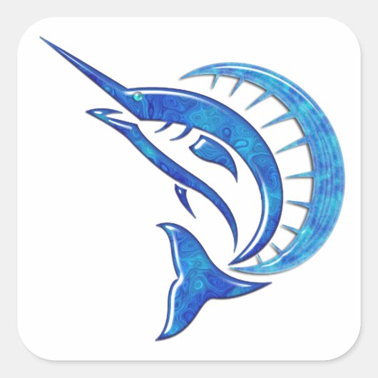 Tropical Blue Sailfish Quadratischer Aufkleber (Vorderseite)