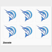 Tropical Blue Sailfish Quadratischer Aufkleber (Blatt)