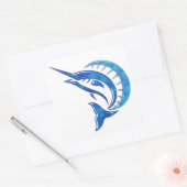 Tropical Blue Sailfish Quadratischer Aufkleber (Umschlag)