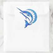 Tropical Blue Sailfish Quadratischer Aufkleber (Tasche)