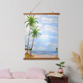 Tropical Blue Sky Wandteppich Mit Holzrahmen (Schlafzimmer)