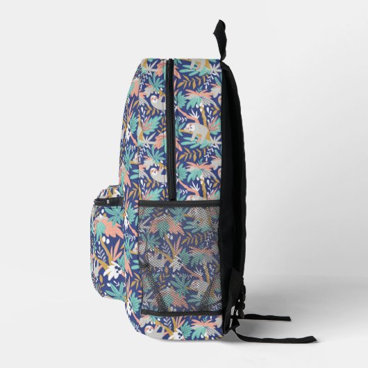 Tropical Blue Sloth Muster Bedruckter Rucksack (Rechts)