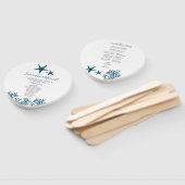 Tropical Blue Starfish Wedding Program Fan Fächer (Non-assembled)