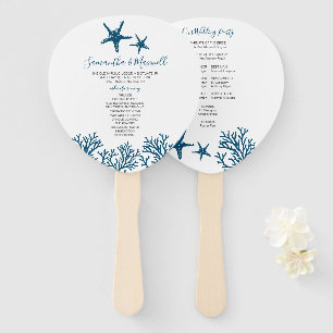 Tropical Blue Starfish Wedding Program Fan Fächer