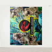 Tropical Blue T Rex Hintergrund Wandteppich (Vorderseite)