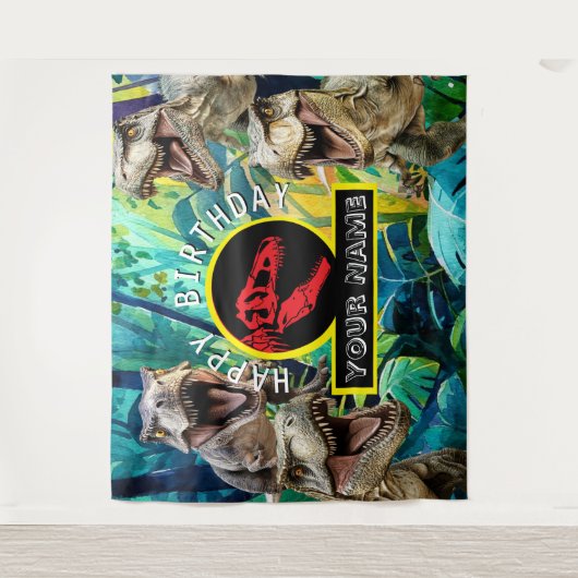 Tropical Blue T Rex Hintergrund Wandteppich (Vorderseite)