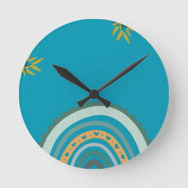 Tropical Blue Teal Runde Wanduhr