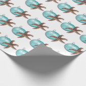 Tropical Blue und Brown Christmas Starfish Geschenkpapier (Ecke)