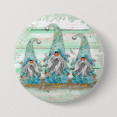 Tropical Blue Watercolor Beach Gnomen Button (Vorderseite)