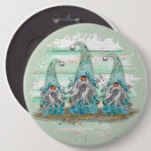 Tropical Blue Watercolor Beach Gnomen Button (Vorne & Hinten)