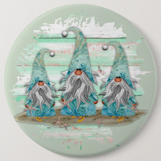 Tropical Blue Watercolor Beach Gnomen Button (Vorderseite)