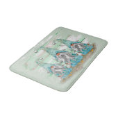 Tropical Blue Watercolor Beach Gnomes Badematte (Schrägansicht)