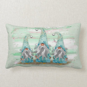 Tropical Blue Watercolor Beach Gnomes Lendenkissen