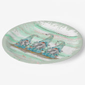 Tropical Blue Watercolor Beach Gnomes Pappteller (Schrägansicht)