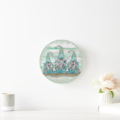 Tropical Blue Watercolor Beach Gnomes Runde Wanduhr (Zuhause)