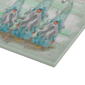 Tropical Blue Watercolor Beach Gnomes Schneidebrett (Ecke)