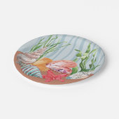 Tropical Blue Watercolor Seashell Beach Wedding Pappteller (Schrägansicht)