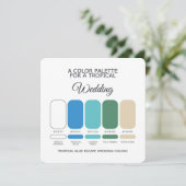 Tropical Blue Wedding Color Palette Card Einladung (Stehend Vorderseite)