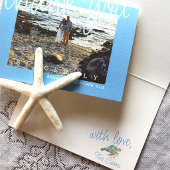 Tropical Blue Wedding Foto Danke Karte