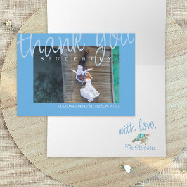 Tropical Blue Wedding Foto Danke Karte