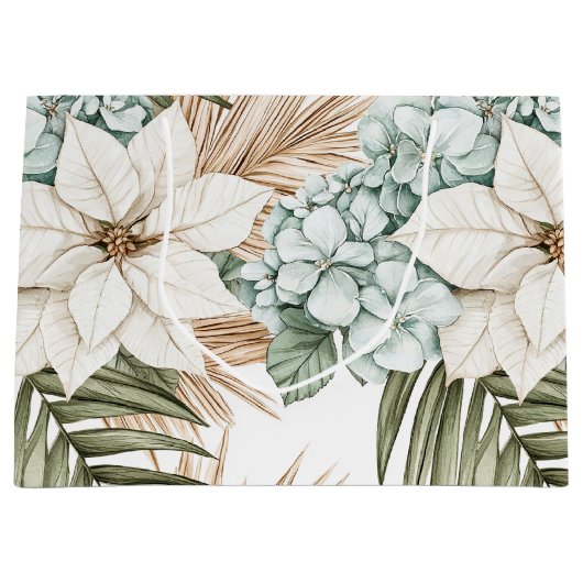 Tropical Blue White Blume Brautparty Große Geschenktüte (Vorderseite)