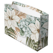 Tropical Blue White Blume Brautparty Große Geschenktüte (Rückseite Schrägansicht)