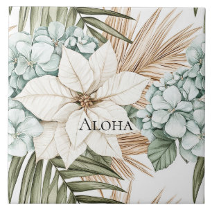 Tropical Blue White Blume Hochzeit Fliese