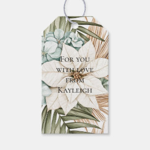 Tropical Blue White Blume Hochzeit Geschenkanhänger