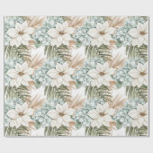 Tropical Blue White Blume Hochzeit Geschenkpapier (Flach)
